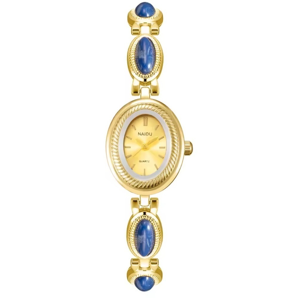 Vintage Lapis Lazuli Oval Gold Bracelet Watch